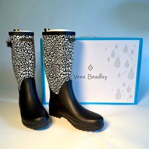 Vera Bradley Camocat Black and White Rain Boots